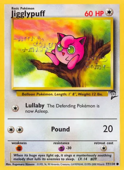 Carte Pokémon Rondoudou 077/130, extension Set de Base 2 (sortie anglaise)