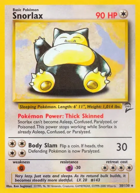 Carte Pokémon Ronflex 030/130, extension Set de Base 2 (sortie anglaise)