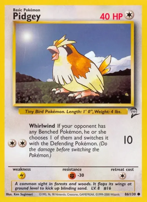 Carte Pokémon Roucool 086/130, extension Set de Base 2 (sortie anglaise)