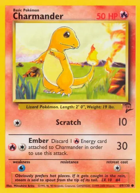 Carte Pokémon Salamèche 069/130, extension Set de Base 2 (sortie anglaise)