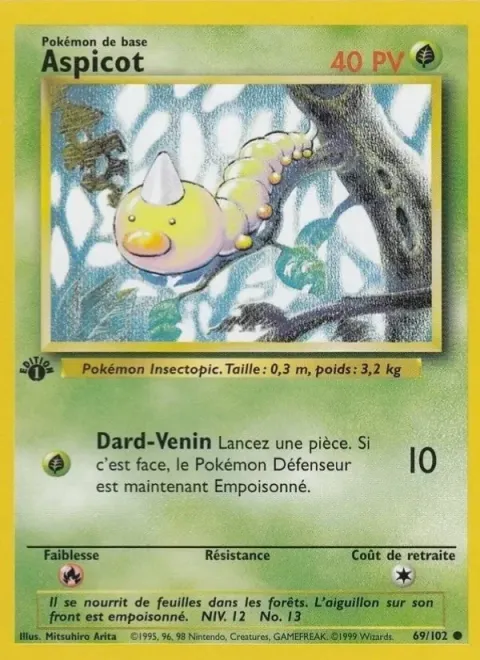 Carte Pokémon Aspicot 069/102, extension Set de Base