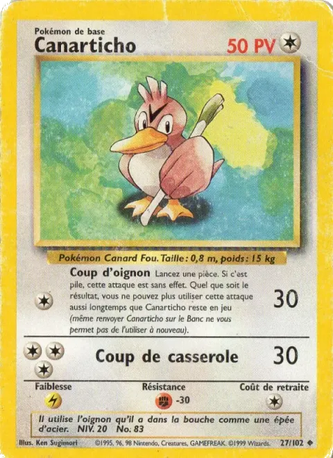 Carte Pokémon Canarticho 027/102, extension Set de Base