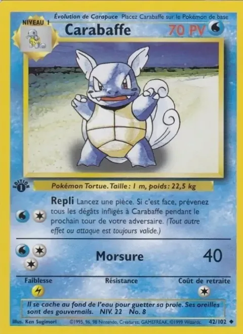 Carte Pokémon Carabaffe 042/102, extension Set de Base