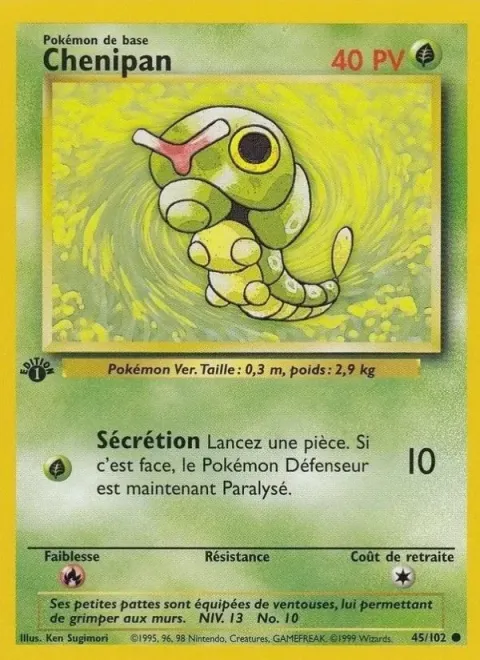 Carte Pokémon Chenipan 045/102, extension Set de Base
