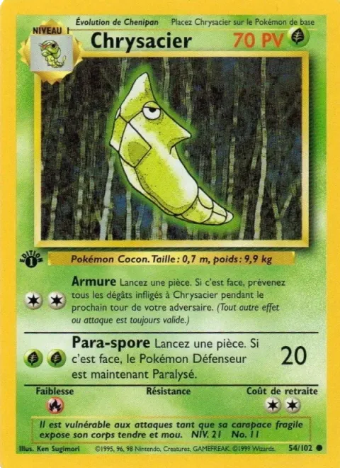 Carte Pokémon Chrysacier 054/102, extension Set de Base