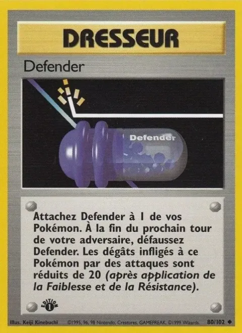 Carte Pokémon Défenseur 080/102, extension Set de Base