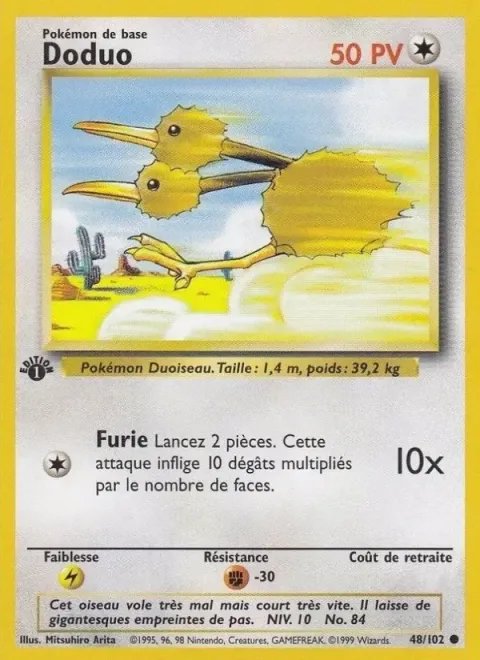 Carte Pokémon Doduo 048/102, extension Set de Base