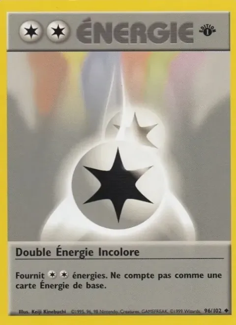 Carte Pokémon Double Énergie Incolore 096/102, extension Set de Base