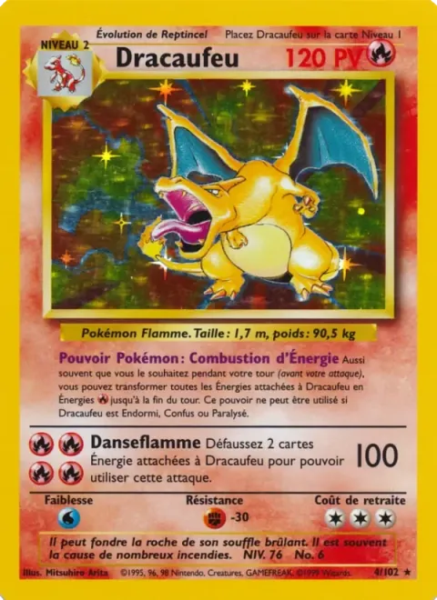 Carte Pokémon Dracaufeu 004/102, extension Set de Base