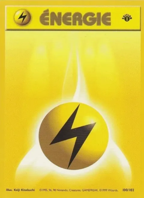 Carte Pokémon Énergie Électrique 100/102, extension Set de Base