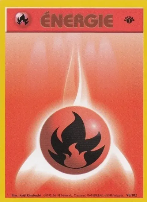 Carte Pokémon Énergie Feu 098/102, extension Set de Base