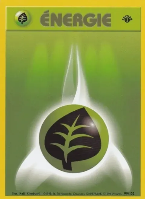 Carte Pokémon Énergie Plante 099/102, extension Set de Base