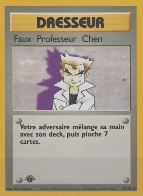 Carte Pokémon Faux Professeur Chen 073/102, extension Set de Base
