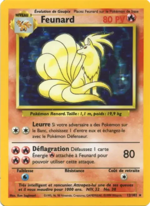 Carte Pokémon Feunard 012/102, extension Set de Base