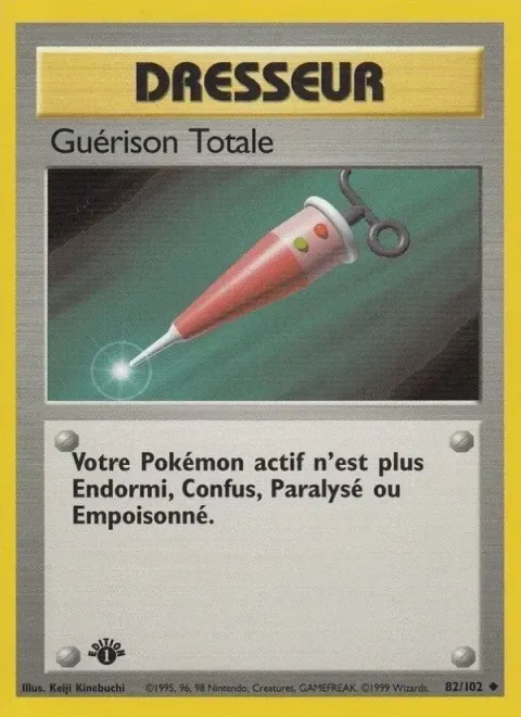 Carte Pokémon Guérison Totale 082/102, extension Set de Base