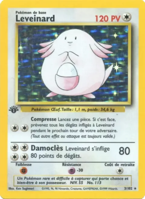 Carte Pokémon Leveinard 003/102, extension Set de Base
