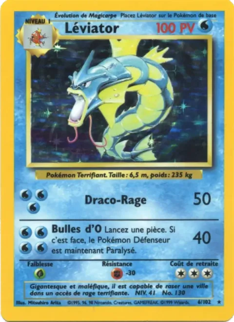 Carte Pokémon Léviator 006/102, extension Set de Base