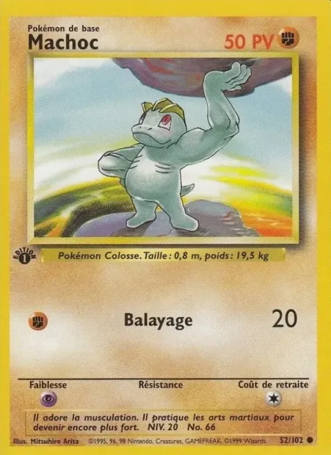 Carte Pokémon Machoc 052/102, extension Set de Base
