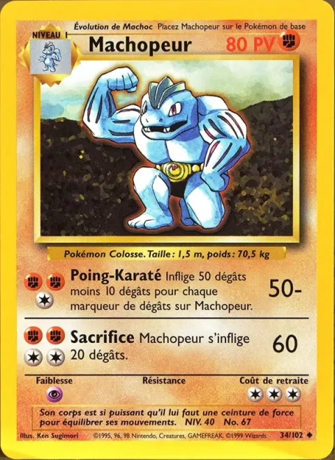 Carte Pokémon Machopeur 034/102, extension Set de Base