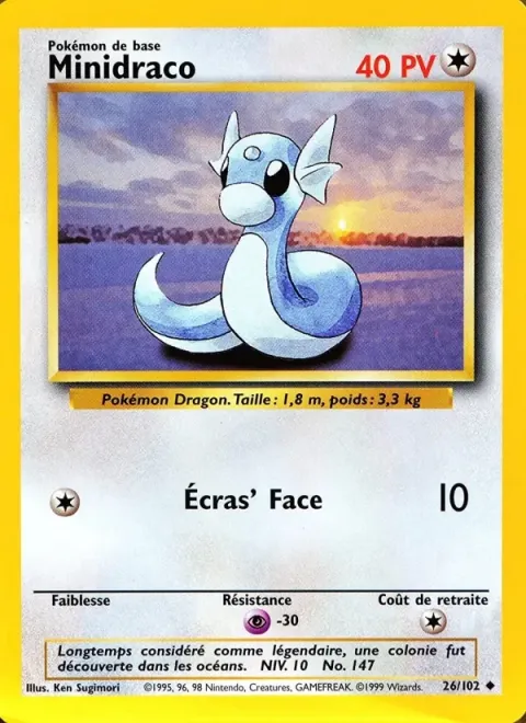 Carte Pokémon Minidraco 026/102, extension Set de Base