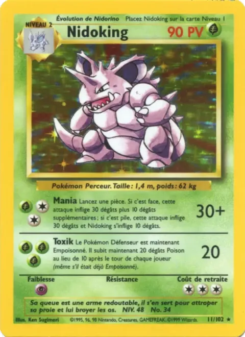 Carte Pokémon Nidoking 011/102, extension Set de Base