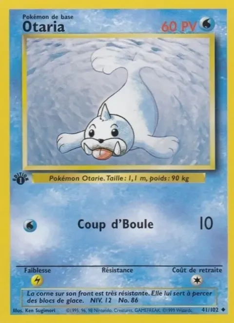 Carte Pokémon Otaria 041/102, extension Set de Base