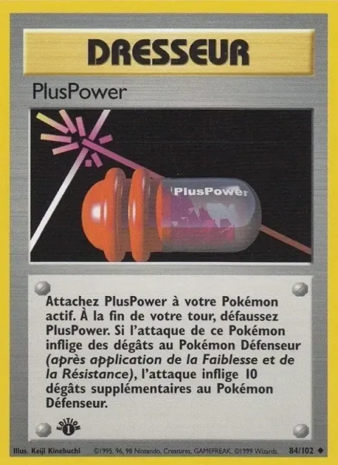 Carte Pokémon PlusPower 084/102, extension Set de Base