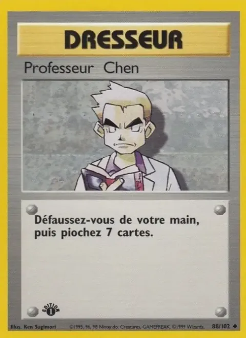 Carte Pokémon Professeur Chen 088/102, extension Set de Base