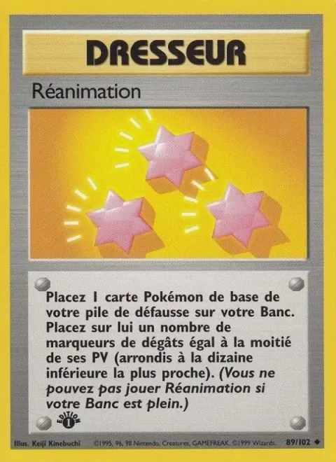 Carte Pokémon Réanimation 089/102, extension Set de Base