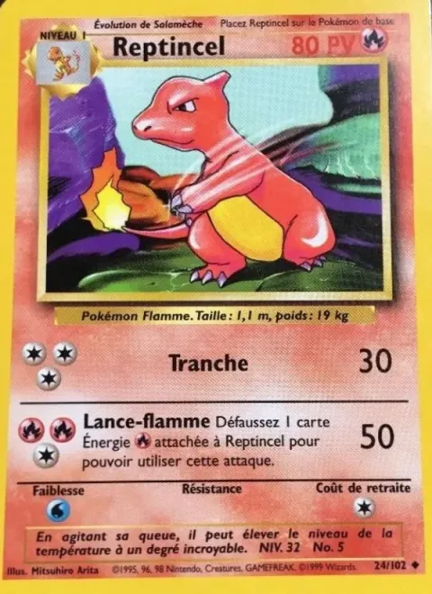 Carte Pokémon Reptincel 024/102, extension Set de Base
