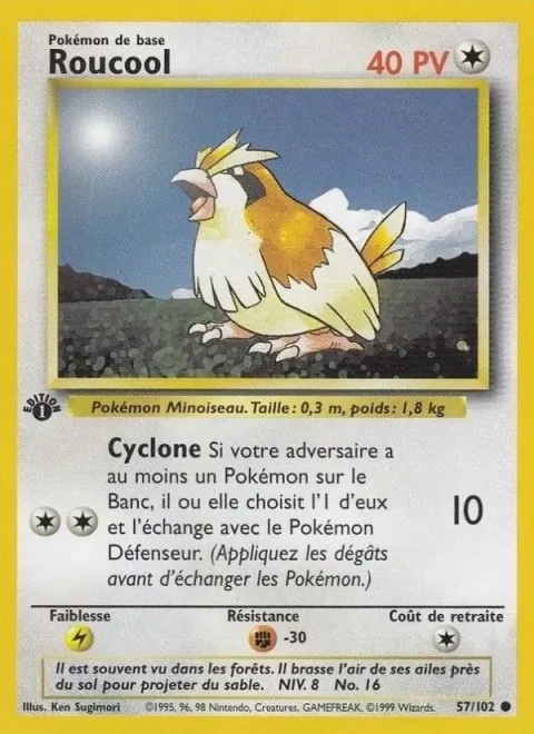 Carte Pokémon Roucool 057/102, extension Set de Base