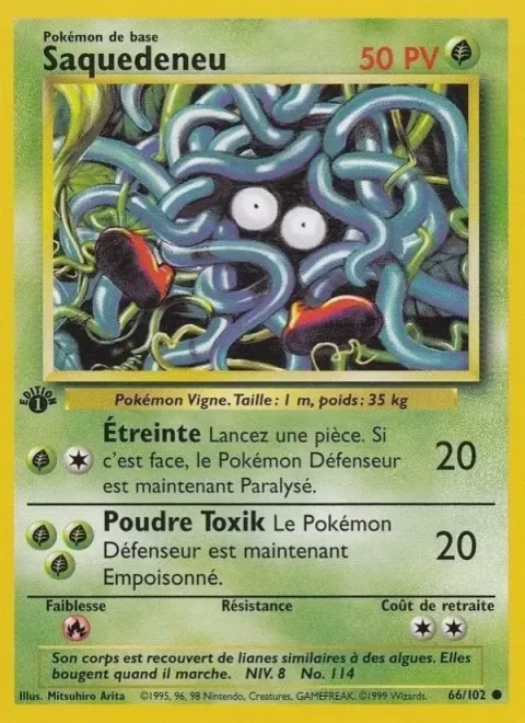 Carte Pokémon Saquedeneu 066/102, extension Set de Base