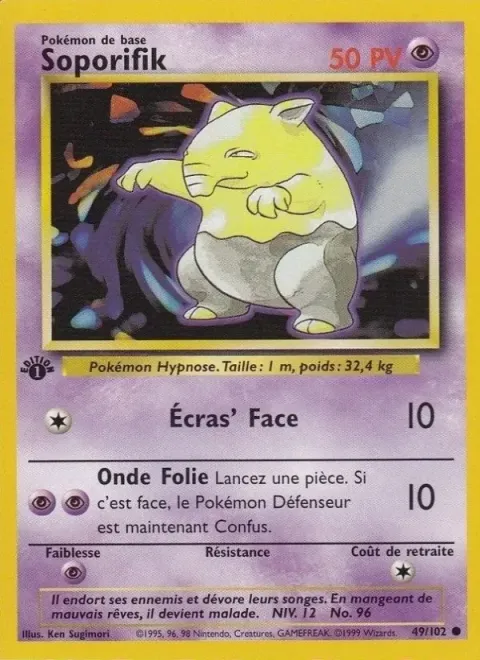 Carte Pokémon Soporifik 049/102, extension Set de Base