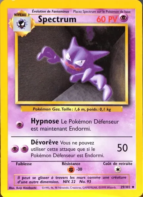 Carte Pokémon Spectrum 029/102, extension Set de Base