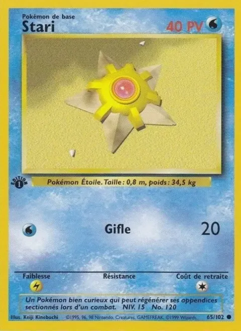 Carte Pokémon Stari 065/102, extension Set de Base