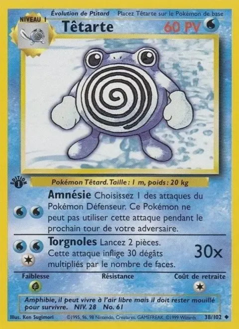 Carte Pokémon Têtarte 038/102, extension Set de Base