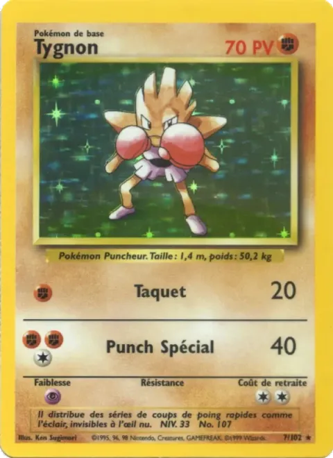Carte Pokémon Tygnon 007/102, extension Set de Base