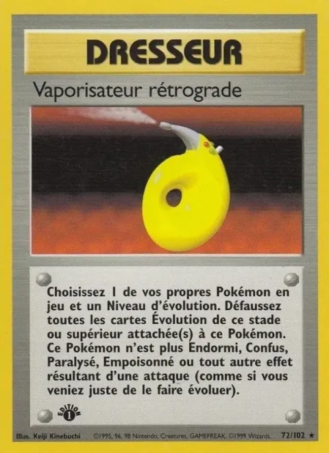 Carte Pokémon Vaporisateur rétrograde 072/102, extension Set de Base