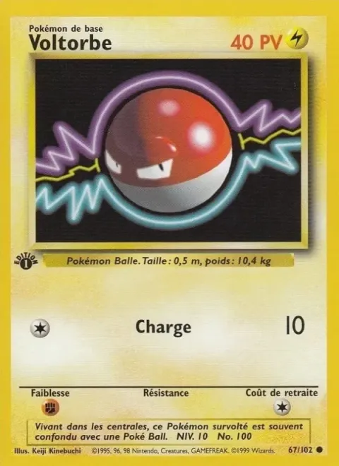 Carte Pokémon Voltorbe 067/102, extension Set de Base