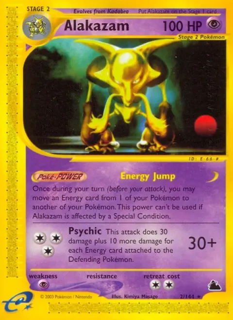 Carte Pokémon Alakazam 002/144, extension Skyridge (sortie anglaise)