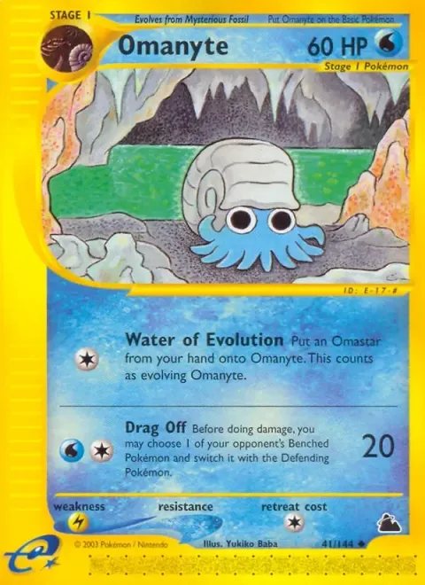 Carte Pokémon Amonita 041/144, extension Skyridge (sortie anglaise)