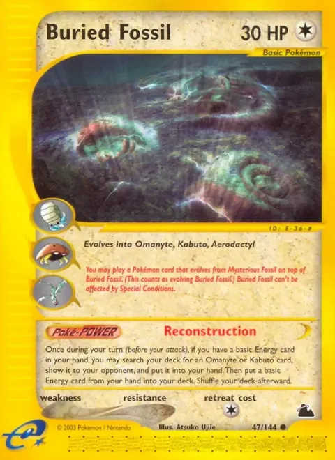 Carte Pokémon Buried Fossil 047/144, extension Skyridge (sortie anglaise)