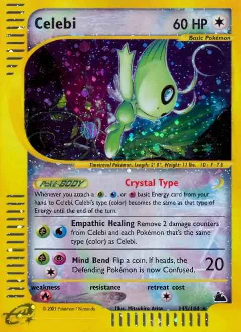 Carte Pokémon Celebi 145/144, extension Skyridge (sortie anglaise)