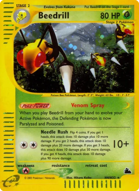 Carte Pokémon Dardargnan H04/H32, extension Skyridge (sortie anglaise)