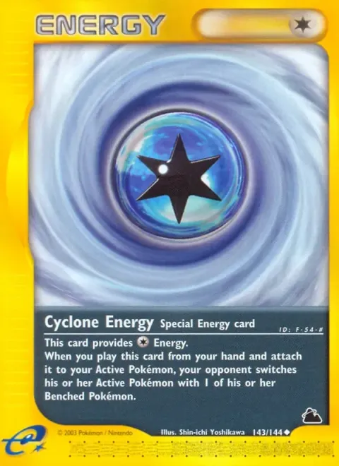 Carte Pokémon Énergie Cyclone 143/144, extension Skyridge (sortie anglaise)