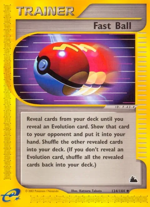 Carte Pokémon Fast Ball 124/144, extension Skyridge (sortie anglaise)