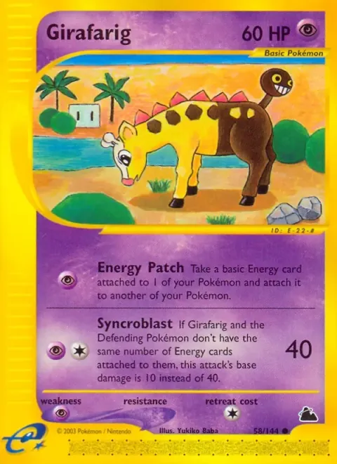 Carte Pokémon Girafarig 058/144, extension Skyridge (sortie anglaise)
