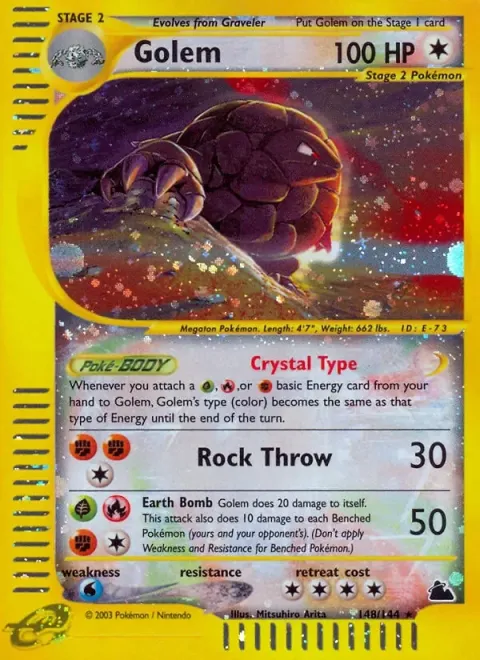 Carte Pokémon Grolem 148/144, extension Skyridge (sortie anglaise)