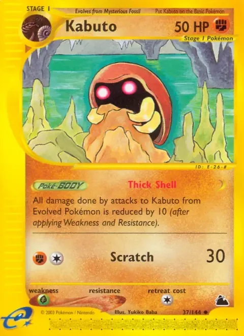 Carte Pokémon Kabuto 037/144, extension Skyridge (sortie anglaise)