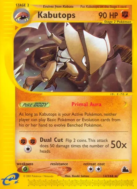 Carte Pokémon Kabutops 014/144, extension Skyridge (sortie anglaise)